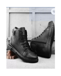 hand made mens casual black leather boots